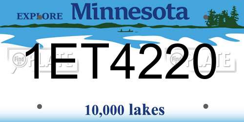1ET4220 Minnesota License Plate