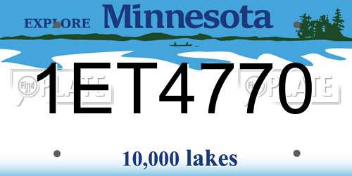 1ET4770 Minnesota License Plate