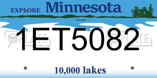 1ET5082 Minnesota License Plate