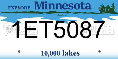 1ET5087 Minnesota License Plate