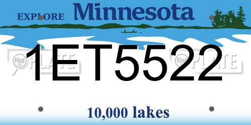 1ET5522 Minnesota License Plate