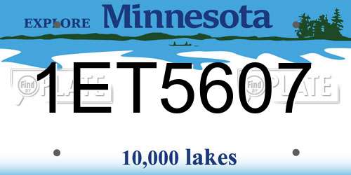 1ET5607 Minnesota License Plate