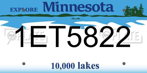 1ET5822 Minnesota License Plate
