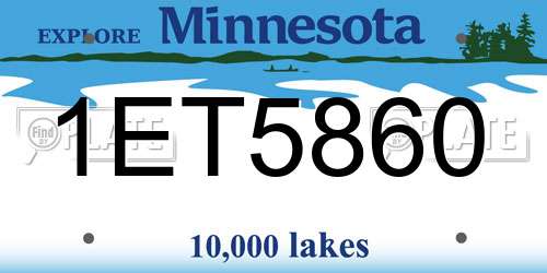1ET5860 Minnesota License Plate