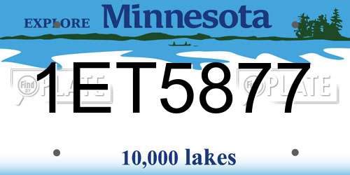 1ET5877 Minnesota License Plate