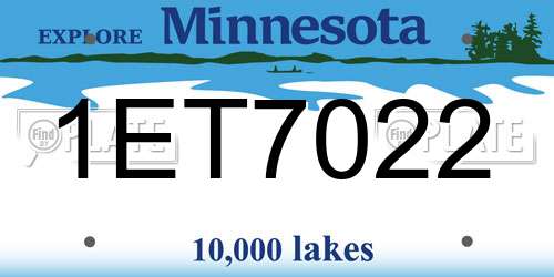 1ET7022 Minnesota License Plate