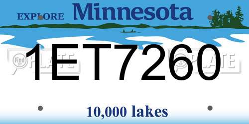 1ET7260 Minnesota License Plate