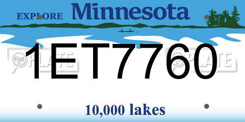 1ET7760 Minnesota License Plate
