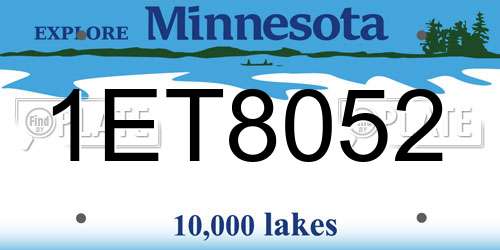 1ET8052 Minnesota License Plate