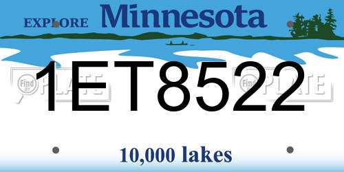 1ET8522 Minnesota License Plate