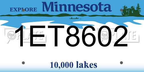 1ET8602 Minnesota License Plate