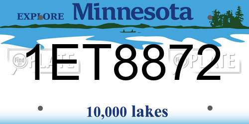 1ET8872 Minnesota License Plate