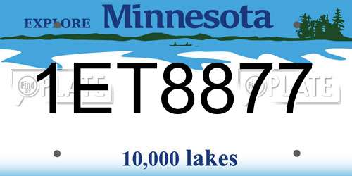 1ET8877 Minnesota License Plate