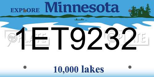 1ET9232 Minnesota License Plate