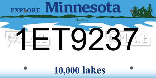 1ET9237 Minnesota License Plate