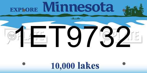 1ET9732 Minnesota License Plate
