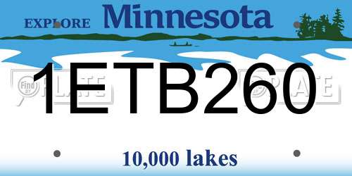 1ETB260 Minnesota License Plate