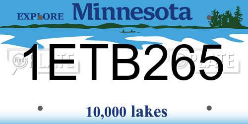1ETB265 Minnesota License Plate