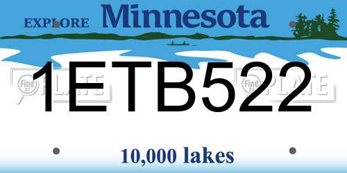 1ETB522 Minnesota License Plate