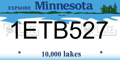 1ETB527 Minnesota License Plate