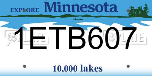 1ETB607 Minnesota License Plate
