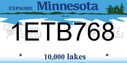 1ETB768 Minnesota License Plate