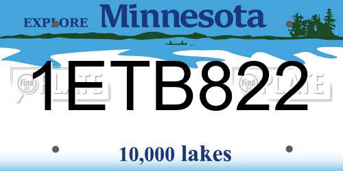 1ETB822 Minnesota License Plate