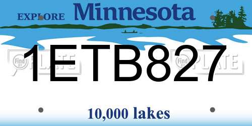 1ETB827 Minnesota License Plate