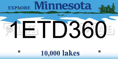 1ETD360 Minnesota License Plate