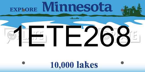 1ETE268 Minnesota License Plate