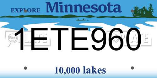 1ETE960 Minnesota License Plate