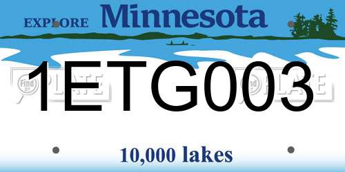 1ETG003 Minnesota License Plate
