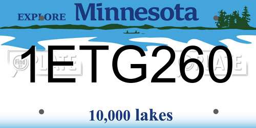 1ETG260 Minnesota License Plate