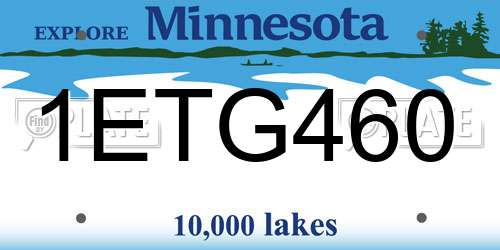 1ETG460 Minnesota License Plate