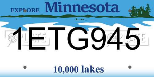 1ETG945 Minnesota License Plate