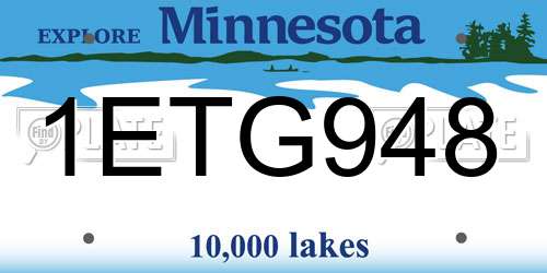 1ETG948 Minnesota License Plate