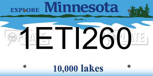 1ETI260 Minnesota License Plate