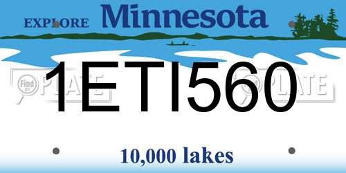 1ETI560 Minnesota License Plate