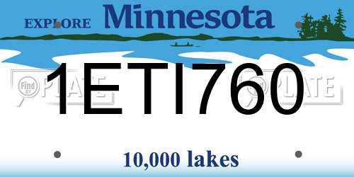 1ETI760 Minnesota License Plate