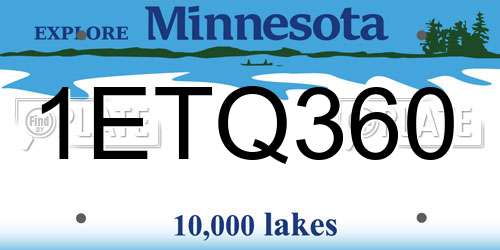 1ETQ360 Minnesota License Plate