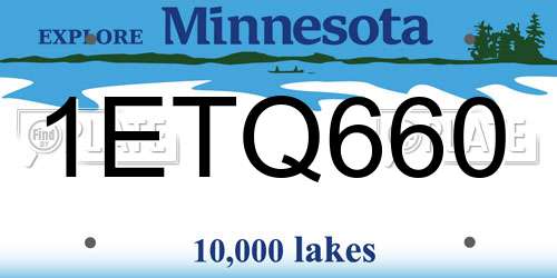 1ETQ660 Minnesota License Plate
