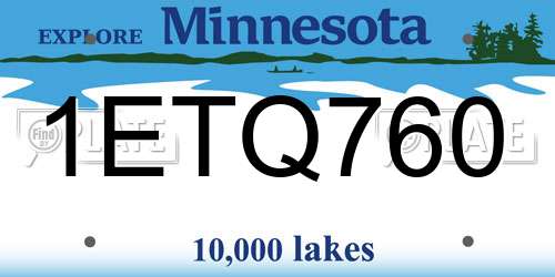 1ETQ760 Minnesota License Plate
