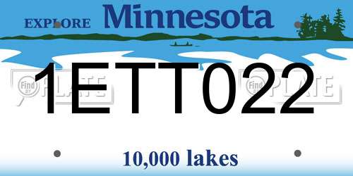 1ETT022 Minnesota License Plate