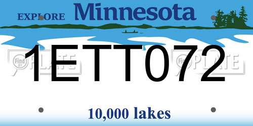 1ETT072 Minnesota License Plate