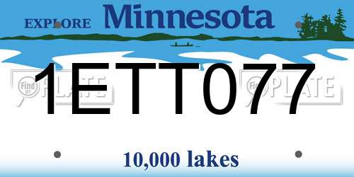 1ETT077 Minnesota License Plate