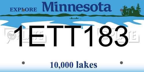 1ETT183 Minnesota License Plate