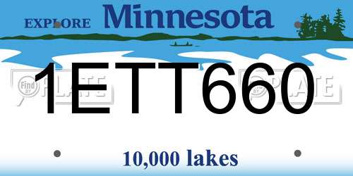 1ETT660 Minnesota License Plate