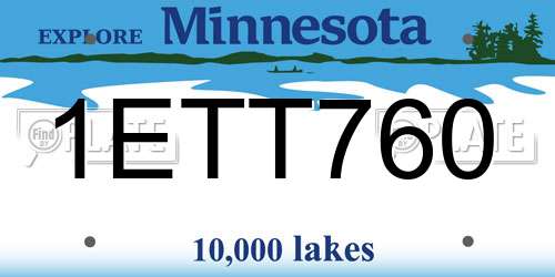 1ETT760 Minnesota License Plate