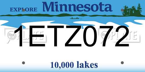 1ETZ072 Minnesota License Plate