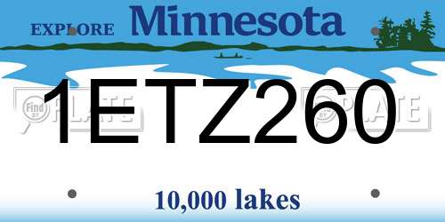 1ETZ260 Minnesota License Plate